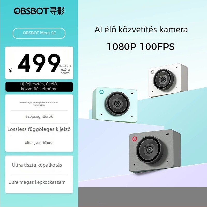 OBSBOT Meet SE 4K élő kamera USB 3.0 autofókussal, beépített mikrofonnal asztali számítógépekhez és videókonferenciákhoz (100fps)