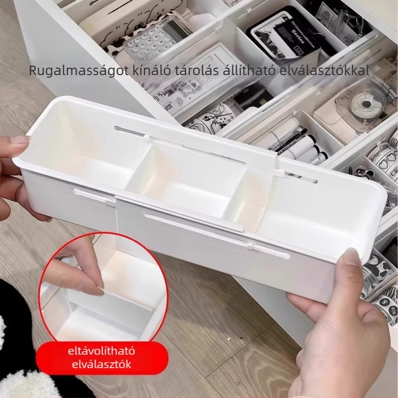 Fióktároló doboz, osztott, állítható, PP anyagból, 5 L kapacitás