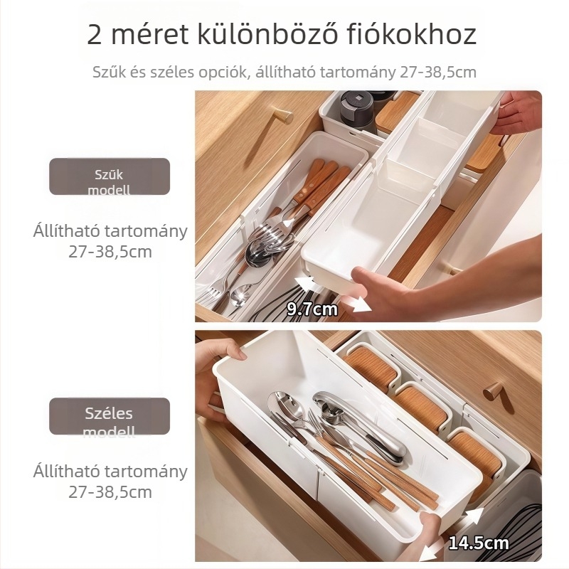 Fióktároló doboz, osztott, állítható, PP anyagból, 5 L kapacitás