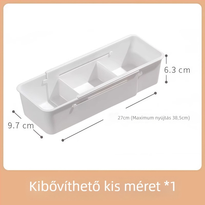 Fióktároló doboz, osztott, állítható, PP anyagból, 5 L kapacitás