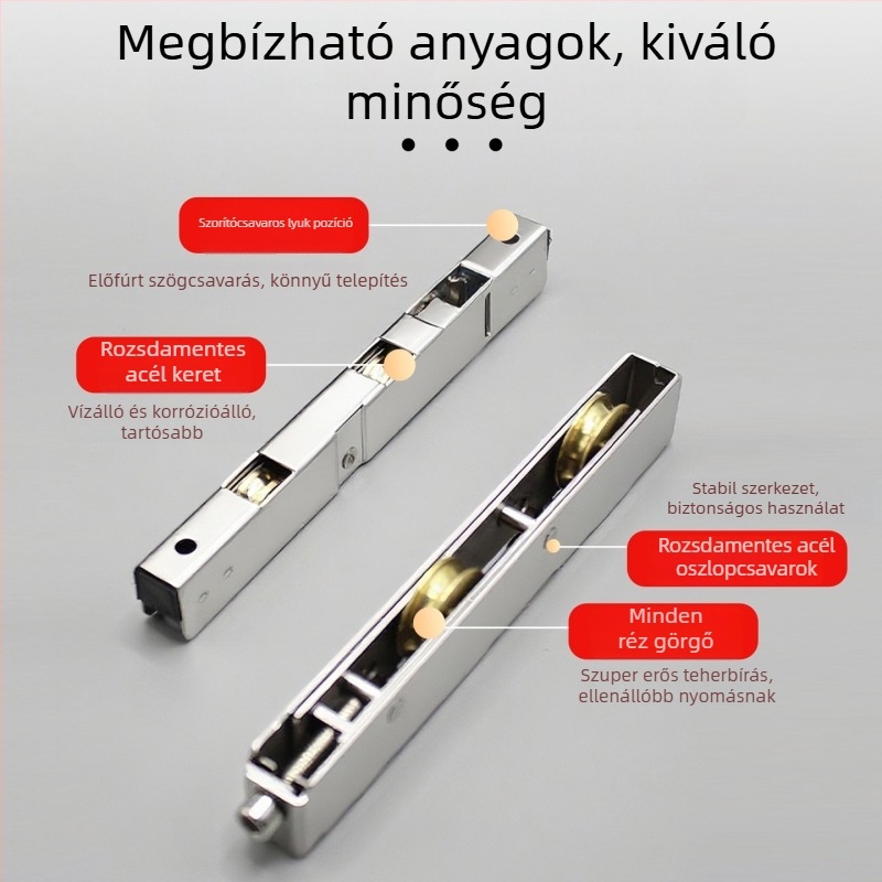 Rozsdamentes acél csúszóajtó görgő – hosszú kerék-készlet műanyag-vas- és alumínium ötvözethez, ajtókhoz és ablakokhoz