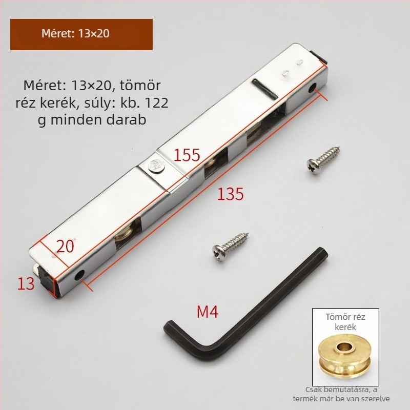 Rozsdamentes acél csúszóajtó görgő – hosszú kerék-készlet műanyag-vas- és alumínium ötvözethez, ajtókhoz és ablakokhoz