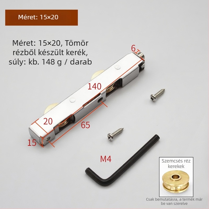 Rozsdamentes acél csúszóajtó görgő – hosszú kerék-készlet műanyag-vas- és alumínium ötvözethez, ajtókhoz és ablakokhoz