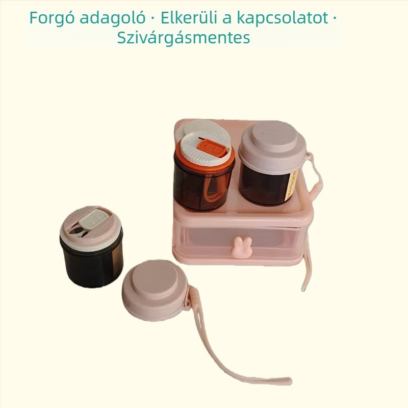 Kompakt gyógyszeres doboz ABS anyagból, osztott rekeszekkel, forgatható fedéllel, porálló, 7 napos hétre, napi 3 étkezéssel