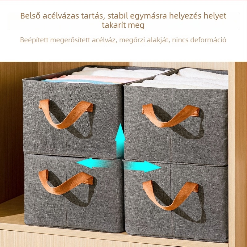 Textilből készült fiókos tároló doboz, összecsukható, nedvességálló, nagy kapacitású, hordozható