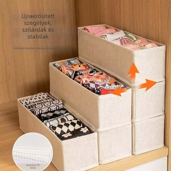 Pamut- és lenanyagú fehérneműtároló doboz, 18 rekesz, fedél nélkül, ruhásszekrényhez és szekrénybe
