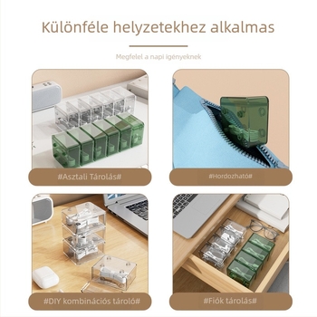 Asztali kábel tároló doboz fedővel, 1 L kapacitás, műanyag, modell SNHDP001