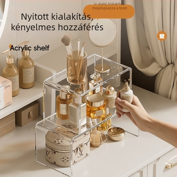Tükör alatti szekrényre készült rétegezett tároló, fém- és műanyag összeállítás, E6990 modell, modern minimalista stílus, logónyomtatás elérhető