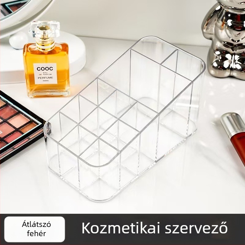 Áttetsző PET kozmetikai tároló 3 rekeszessel, D-1 modell, japán stílusú létrás kiállítás