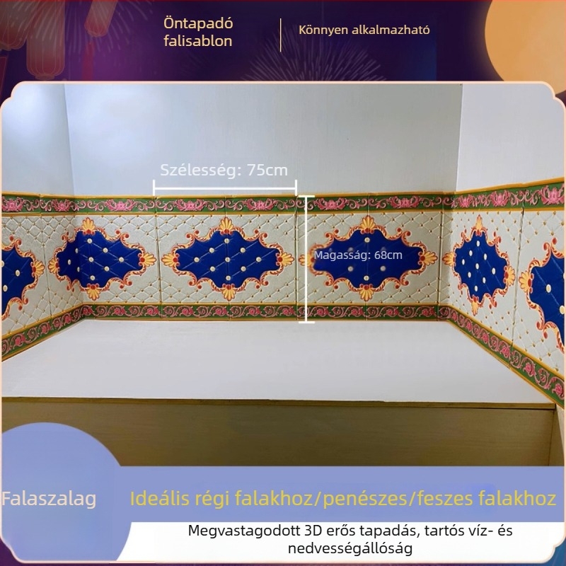 Etno-stílusú 3D falmatrica, vízálló XPE habból, absztrakt mintázat, 1 db, nappaliba