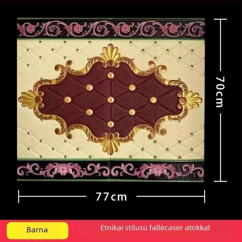 Etno-stílusú 3D falmatrica, vízálló XPE habból, absztrakt mintázat, 1 db, nappaliba