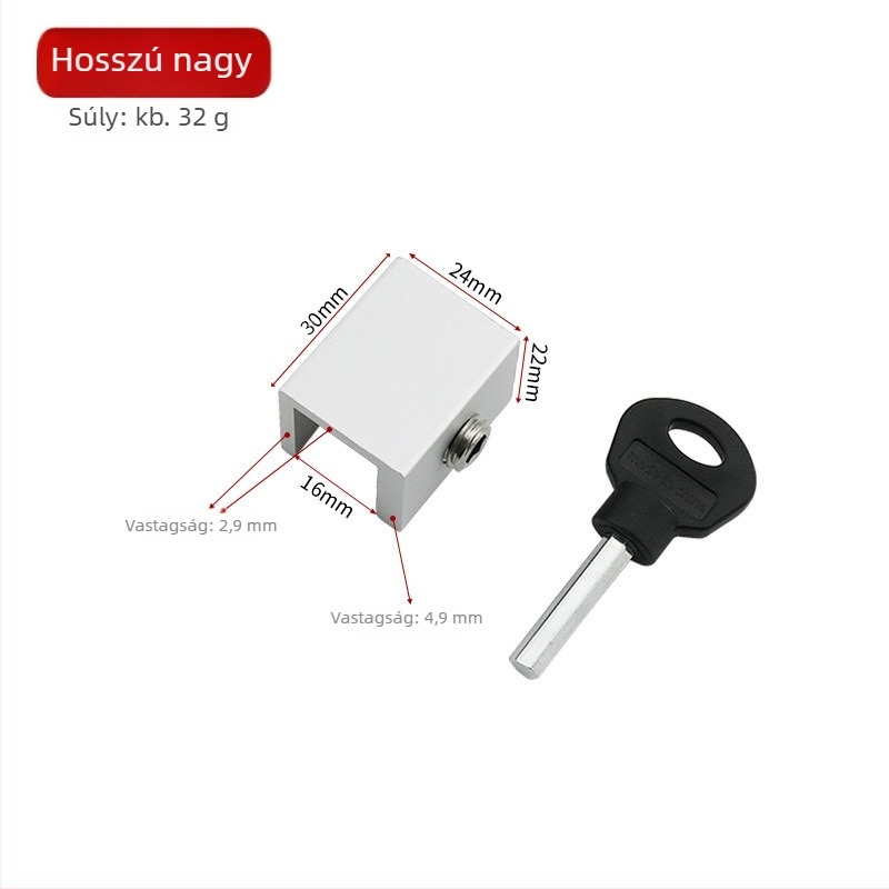 Ablakzáró mechanizmus alumínium ötvözetből, csúszó ablakokra, gyermekzárral és lopás elleni védelemmel