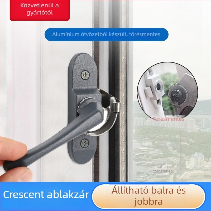 Jobbra-balra állítható félhold zár rozsdamentes acélból – csúszóablak-záró hardver