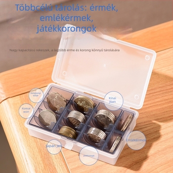 Érmék és bankjegyek tároló doboza szeparátorral és fedéllel