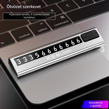 Fémötvözet autó ideiglenes parkolási rendszámtartó és telefonszám tartó dísz — Kaibu care, modell VLB, származás Dongguan, logónyomtatás lehetséges