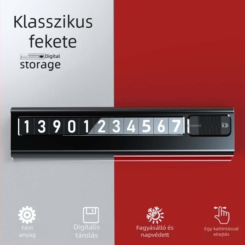 Fémötvözet autó ideiglenes parkolási rendszámtartó és telefonszám tartó dísz — Kaibu care, modell VLB, származás Dongguan, logónyomtatás lehetséges