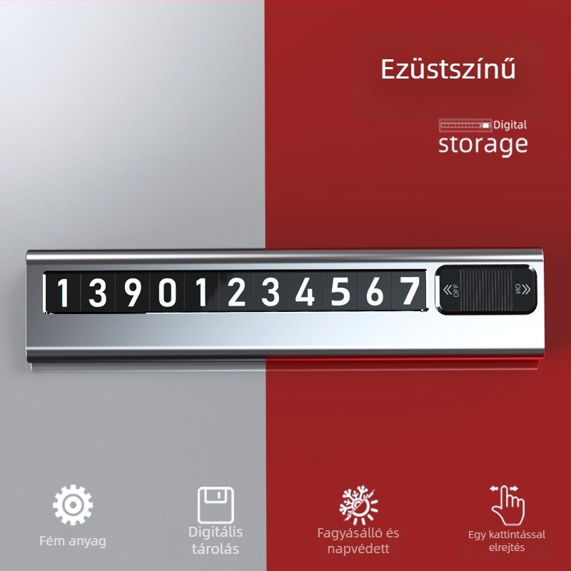 Fémötvözet autó ideiglenes parkolási rendszámtartó és telefonszám tartó dísz — Kaibu care, modell VLB, származás Dongguan, logónyomtatás lehetséges