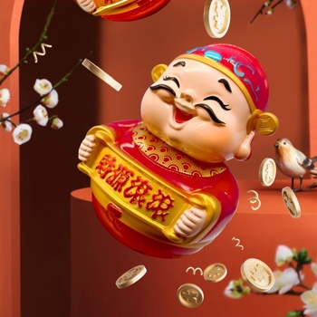 Műanyag autó dísz, rajzfilm-stílusú: nagy ringó gazdagság istene és Guanyin, fejmozgás funkció, testreszabás nélkül