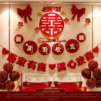 Esküvői dekorációs készlet a vőlegény hálószobájához — dekorációk az új otthonhoz, menyasszony hálószobai girlandok. (Márka PF; Anyag: nem szőtt textil; Anyag típus: szalag; Kategória: helyszíni rendező kellékek; Alkalom: esküvő)