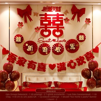 Esküvői dekorációs készlet a vőlegény hálószobájához — dekorációk az új otthonhoz, menyasszony hálószobai girlandok. (Márka PF; Anyag: nem szőtt textil; Anyag típus: szalag; Kategória: helyszíni rendező kellékek; Alkalom: esküvő)