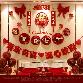 Esküvői dekorációs készlet a vőlegény hálószobájához — dekorációk az új otthonhoz, menyasszony hálószobai girlandok. (Márka PF; Anyag: nem szőtt textil; Anyag típus: szalag; Kategória: helyszíni rendező kellékek; Alkalom: esküvő)