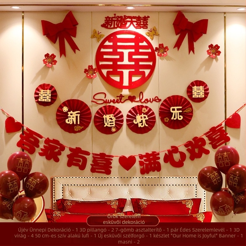 Esküvői dekorációs készlet a vőlegény hálószobájához — dekorációk az új otthonhoz, menyasszony hálószobai girlandok. (Márka PF; Anyag: nem szőtt textil; Anyag típus: szalag; Kategória: helyszíni rendező kellékek; Alkalom: esküvő)