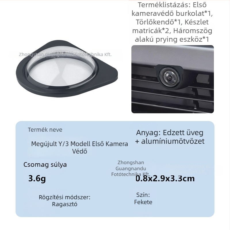 Elülső kamera edzett üvegből készült védőburkolat Tesla Model Y/YL és a frissített Model 3-hoz — szél- és porálló, OEM feldolgozás