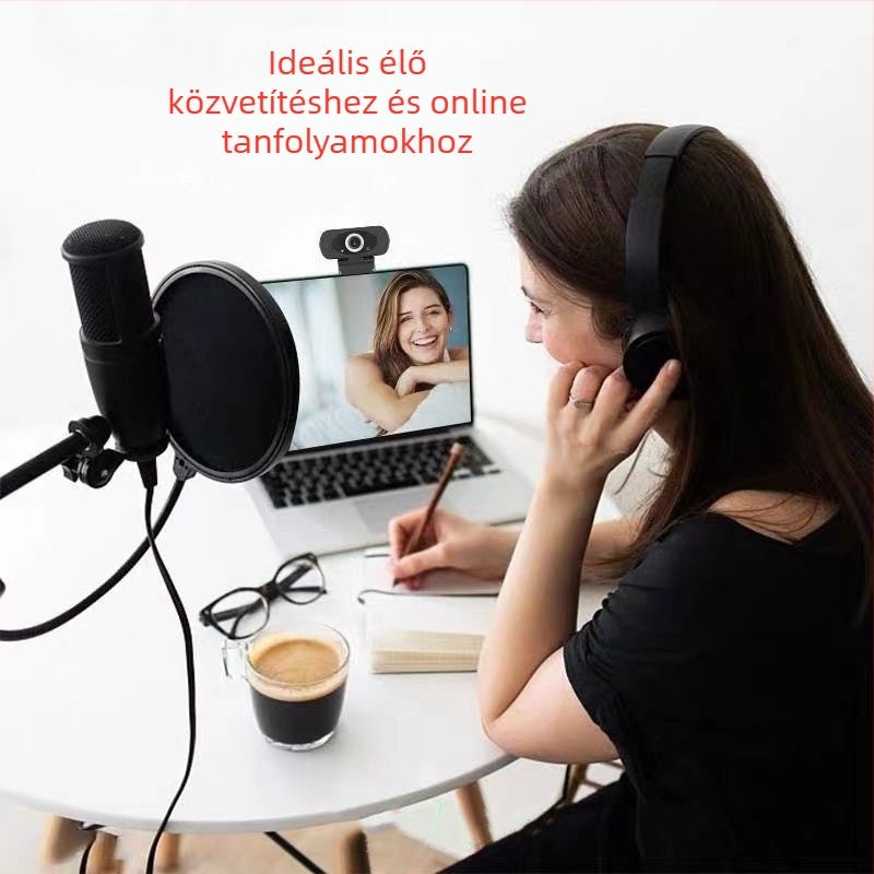 HD USB webkamera beépített mikrofonnal, 2 MP szenzor, 1600x1200 felbontás, 30 FPS, USB 2.0, asztali számítógépekhez és notebookokhoz