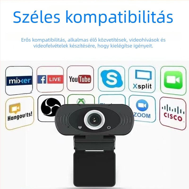 HD USB webkamera beépített mikrofonnal, 2 MP szenzor, 1600x1200 felbontás, 30 FPS, USB 2.0, asztali számítógépekhez és notebookokhoz