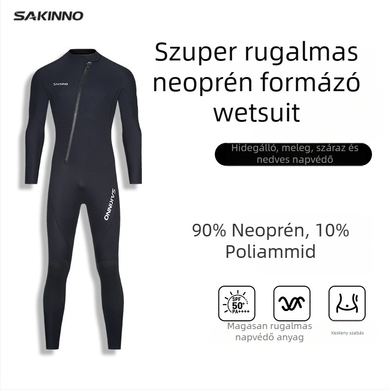 Sharkcono Neopren egyrészes búvárruha hosszú ujjúval és hosszú lábszárúval – melegen tart, uniszex, merüléshez