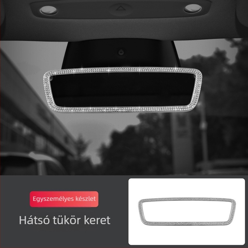 Tesla Model 3 és Model Y belső dekorációs matricái — Yarisland márka, anyag: matricák, diamant logó díszítés