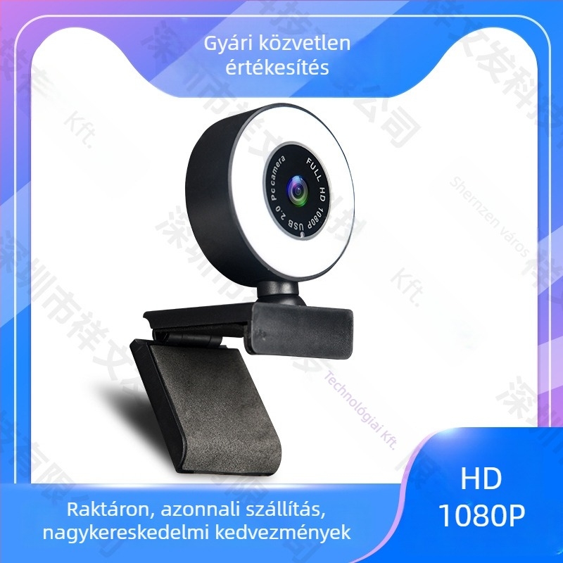 Asztali számítógéphez tervezett webkamera, 1920x1080, 30FPS, USB 2.0, beépített mikrofon, illesztőprogram nélküli
