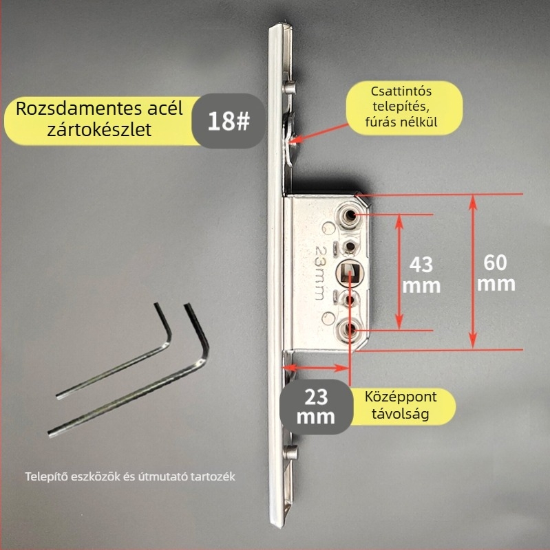 Rozsdamentes acél záró doboz ablak- és ajtóhardver rendszerhez – Modell: Rozsdamentes acél záró doboz, Kód: F78788mm7tmm76