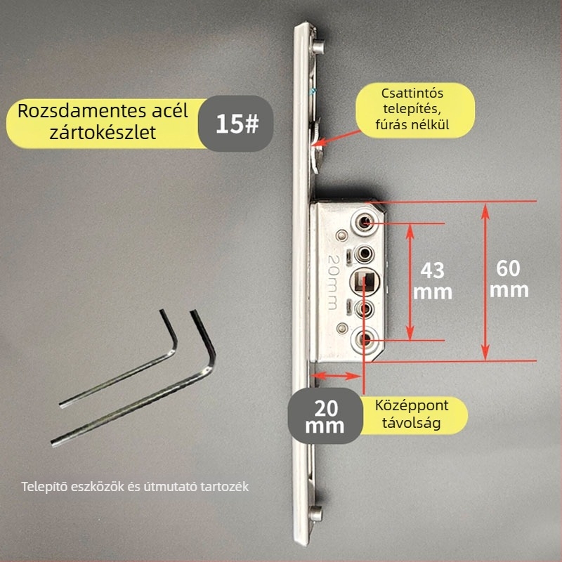 Rozsdamentes acél záró doboz ablak- és ajtóhardver rendszerhez – Modell: Rozsdamentes acél záró doboz, Kód: F78788mm7tmm76