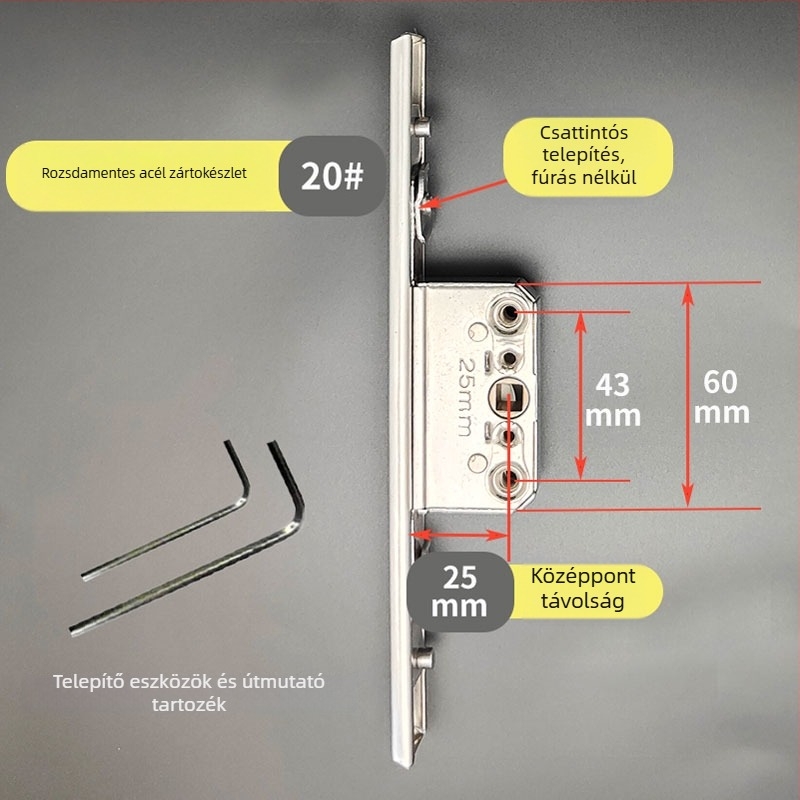 Rozsdamentes acél záró doboz ablak- és ajtóhardver rendszerhez – Modell: Rozsdamentes acél záró doboz, Kód: F78788mm7tmm76