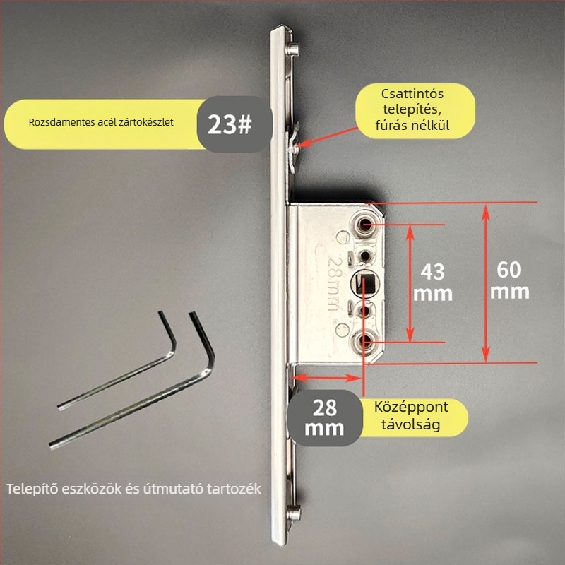 Rozsdamentes acél záró doboz ablak- és ajtóhardver rendszerhez – Modell: Rozsdamentes acél záró doboz, Kód: F78788mm7tmm76