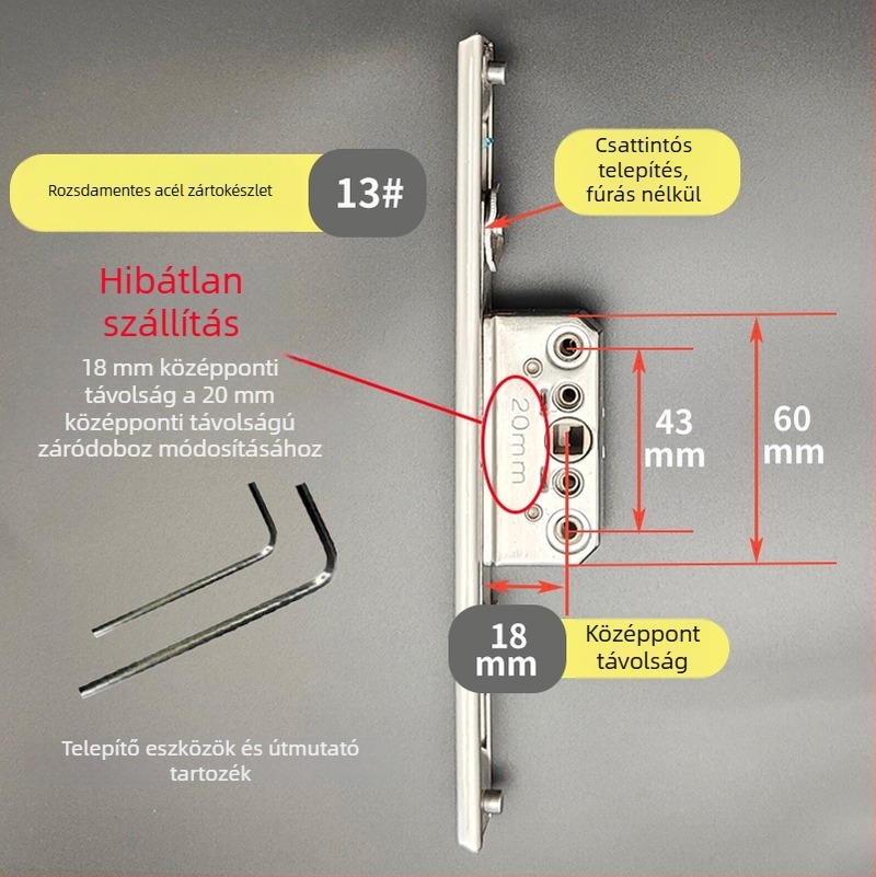 Rozsdamentes acél záró doboz ablak- és ajtóhardver rendszerhez – Modell: Rozsdamentes acél záró doboz, Kód: F78788mm7tmm76