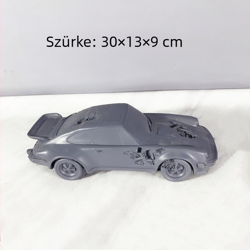 Autó szobor – dekoratív modell, nordic modern stílus, eróziós kristály-művészet, anyag: szintetikus gyanta, csomagolás: karton