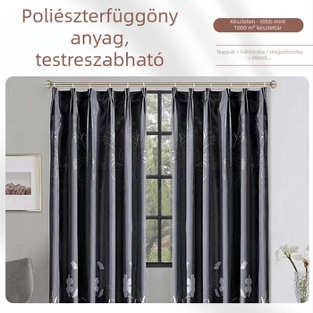 Poliészter függönyanyag, kampóval és sínnel történő rögzítés, modern minimalista stílus, festési folyamat, alkalmas sarokablakokra és padlóig érő ablakokra