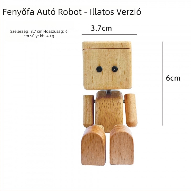 Fából készült rajzfilmszerű figurka autóhoz aromaterápiás dekoráció