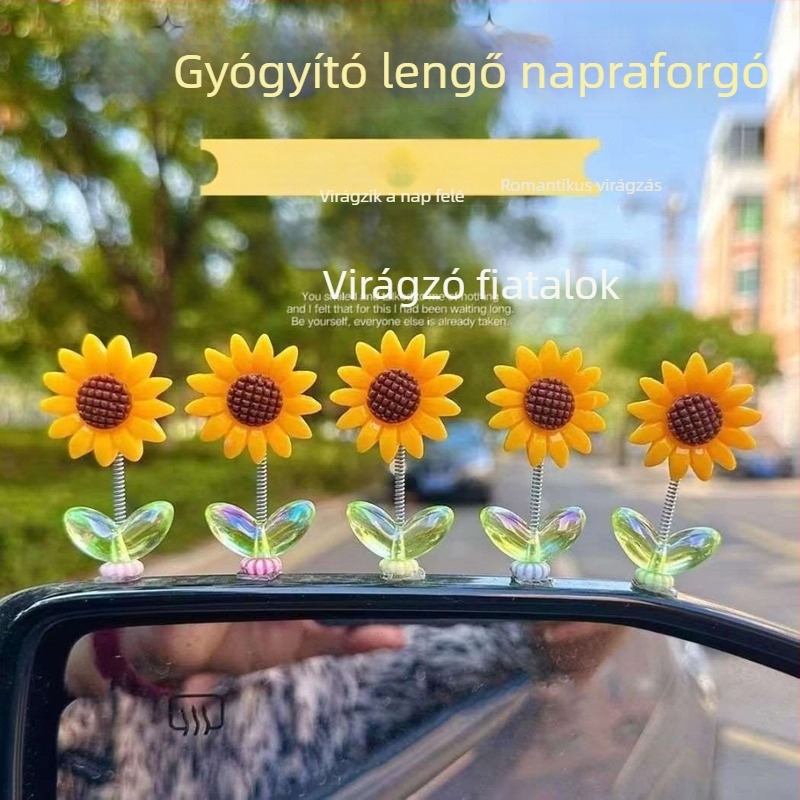 Édes ringó napraforgó autó dekoráció - gyanta, hagyományos kínai stílus, dekorációs célra