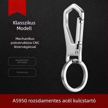 304 rozsdamentes acél autókulcstartó kampóval, modern művészeti stílus, prémium ajándék férfiaknak