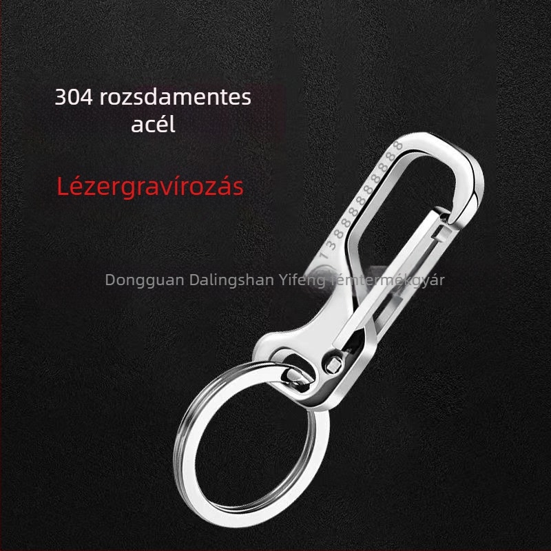 304 rozsdamentes acél autókulcstartó kampóval, modern művészeti stílus, prémium ajándék férfiaknak