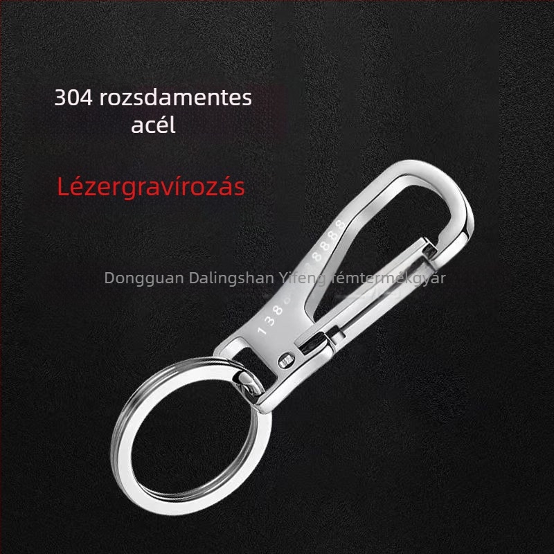 304 rozsdamentes acél autókulcstartó kampóval, modern művészeti stílus, prémium ajándék férfiaknak