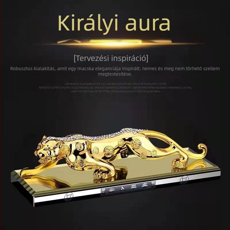 Leopard motívumú autódísz ötvözetből parfüm tartóval – kínai hagyományos stílus, Beautiful Car márka, béke megőrzése