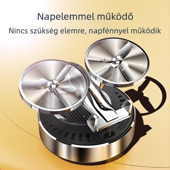Autó illatosító diffúzor forgó parfüm tartóval, napelemes működés, illatchip díszként