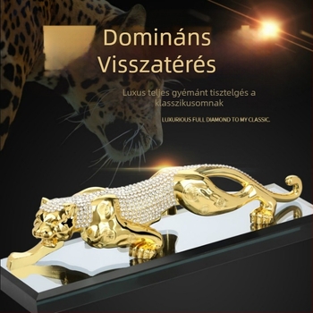 Leopard alakú autós illatosító tartó, ötvözet kristályüveg, jázmin illat, 61–90 napos tartósság