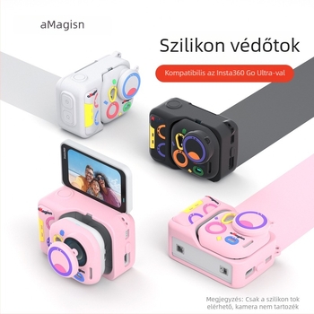 Amai szilikon védőtok Insta360 GO Ultrahoz – Tf22-a/b/c kompatibilis; tartalmaz lensvédő kupakot, nyakpántot, lencsevédő anti-lost zsinórt és logó matricát