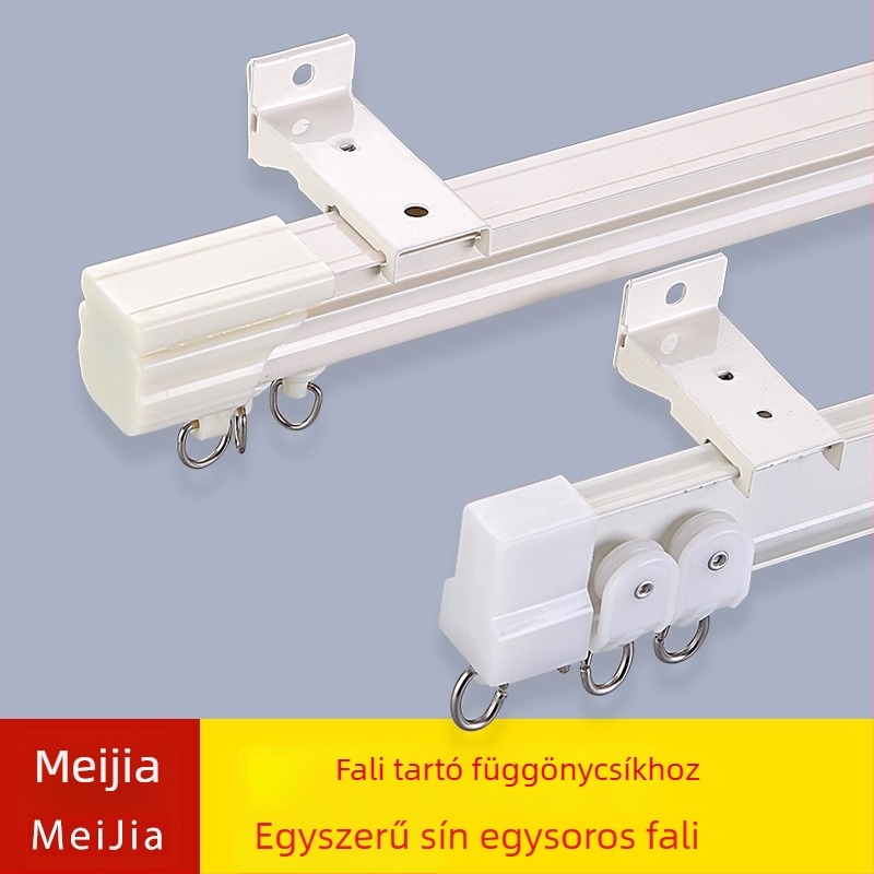 Függöny sín hardver készlet – falra szerelés, modell 4-2, típus 3569, acél, függönyökhöz, modern egyszerű stílus