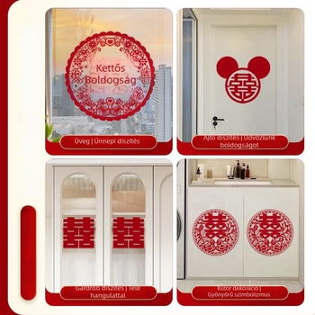 Esküvői elektrosztatikus ablakmatrica (PVC, Taocai, Nem importált, Kategória: Boldog szó)